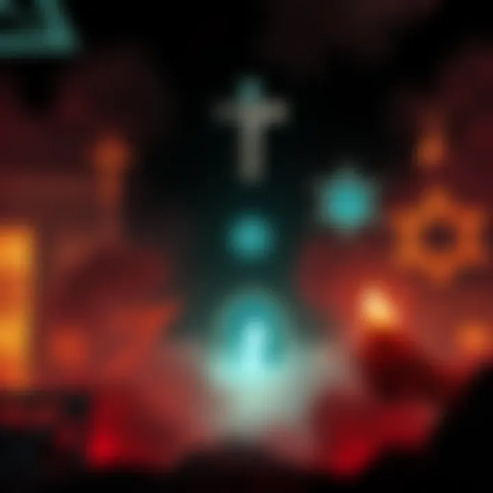 A visual representation of hidden symbols linked to Watchtower and Epstein files, showing the contrast between religious imagery and unsettling symbols.
