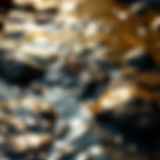 A close-up of clear water flowing over rocks in a stream, reflecting sunlight