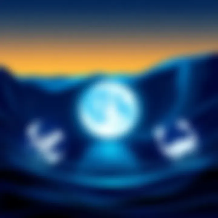 Illustration showing the symbols of Scorpio, Pisces, and Cancer with waves and stars in the background