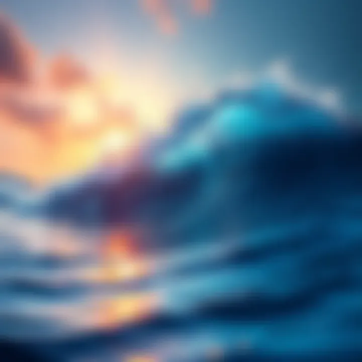 A serene depiction of the emotional depth associated with water signs in astrology, featuring vibrant ocean hues and abstract representations of zodiac symbols.