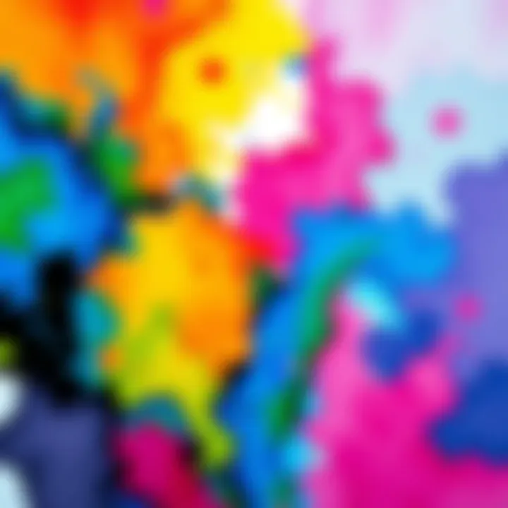 An artist blends watercolor and acrylic gouache on a canvas, creating vibrant colors and textures.