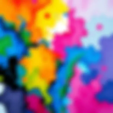 Colorful Watercolor and Acrylic Gouache Painting An artist blends watercolor and acrylic gouache on a canvas, creating vibrant colors and textures.