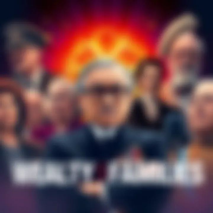 Illustration showing representations of wealthy families associated with allegations about funding Hitler, including symbols like dollar signs and historical imagery.