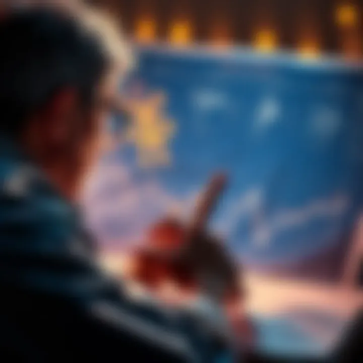 Wealthy Partners Attraction A person looking at astrological charts while pondering attraction to rich partners, symbolized by money and power dynamics in relationships.