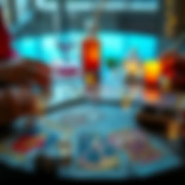 A colorful spread of tarot cards on a table with sparkling crystals around them, inviting people to participate in energy readings.