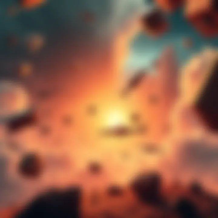 Weird Dream Scene A surreal dream landscape with floating objects and abstract shapes, representing the imagination and subconscious thoughts.