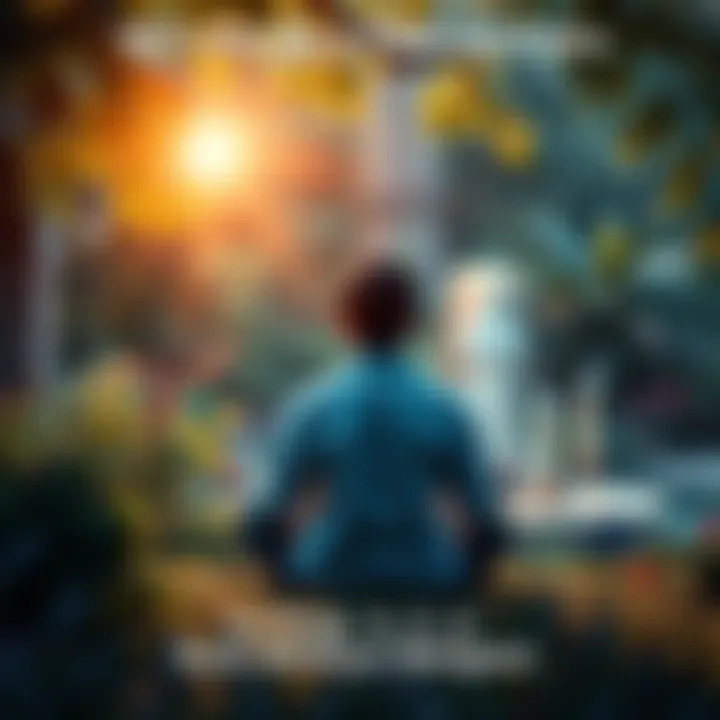 A person meditating in a peaceful garden, surrounded by nature, symbolizing a connection to a higher power without organized religion.