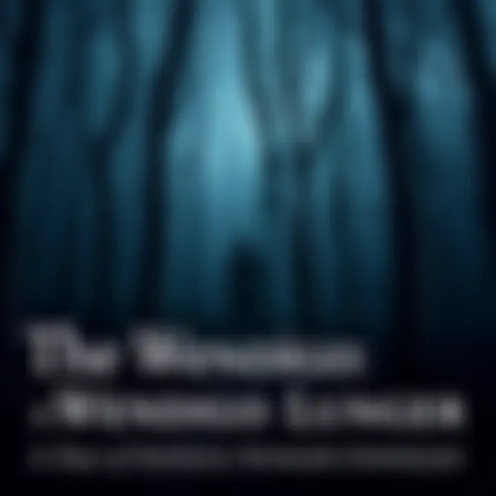 A dark forest with a ghostly figure representing the Wendigo lurking among the trees, conveying hunger and mystery.