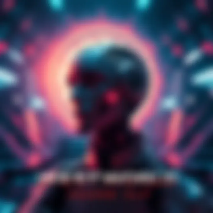 A striking visual of a host contemplating choices against a futuristic backdrop