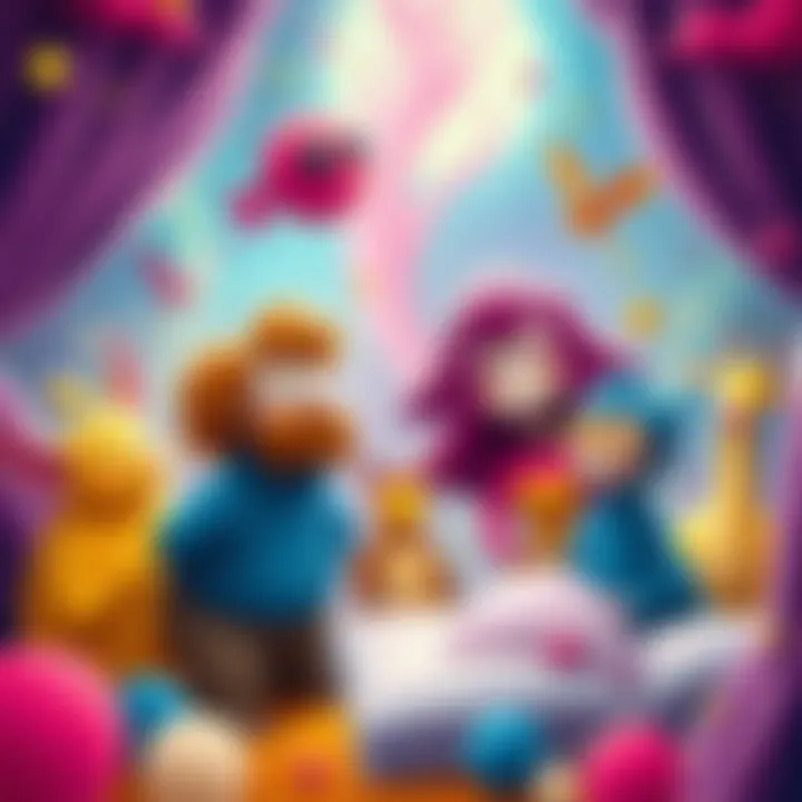 Whimsical Dream Names Colorful illustration of dream characters with unique names in a surreal setting