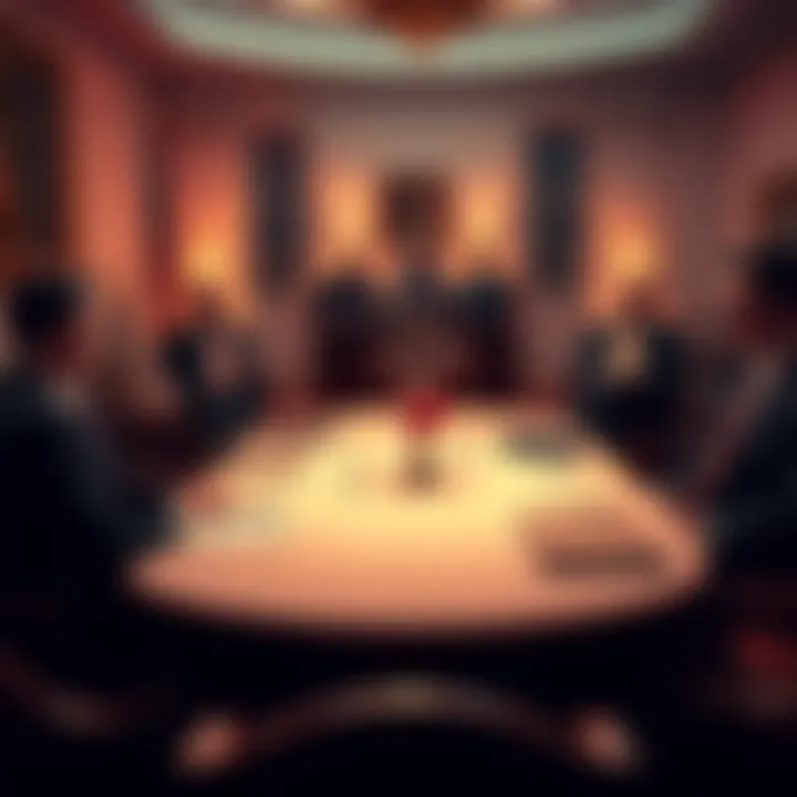 People around a table in the White House discussing 'Ballroom House' after a shooting incident.