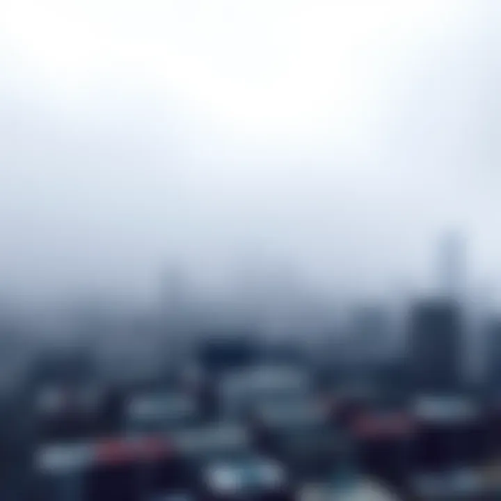A foggy view of a city skyline with a soft white veil covering the buildings, symbolizing uncertainty as the new year begins.
