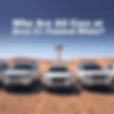 White Cars at Area 51 A row of white vehicles parked at Area 51 against a desert backdrop