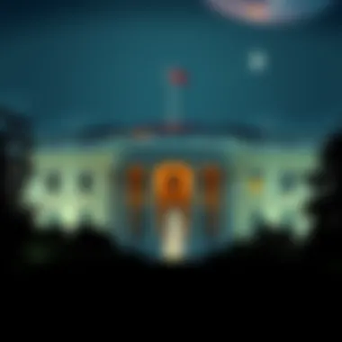 A graphic of the White House with alien-themed graphics and quotes like 'They don’t belong here'