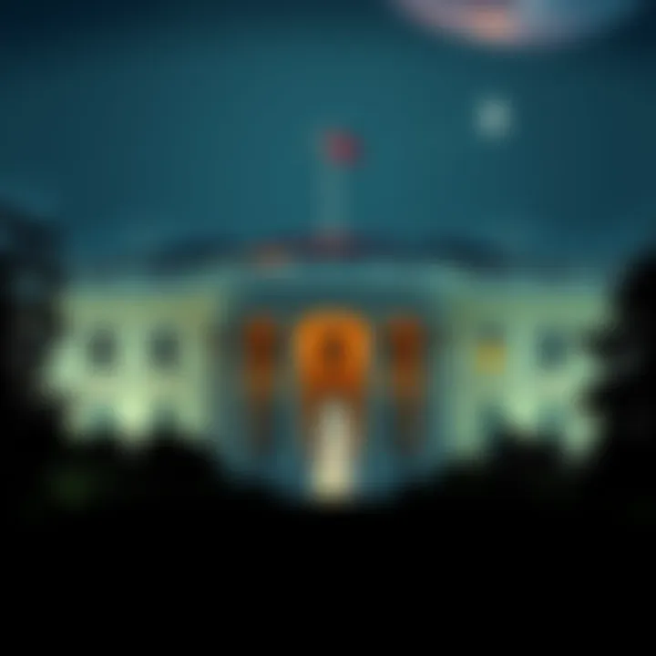A graphic of the White House with alien-themed graphics and quotes like 'They don’t belong here'