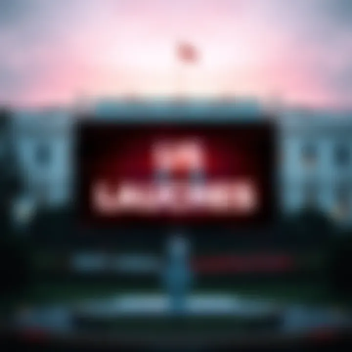 White House video hinting at US launch A screen showing glitch effects with letters forming 'US LAUNCHES' in a White House setting