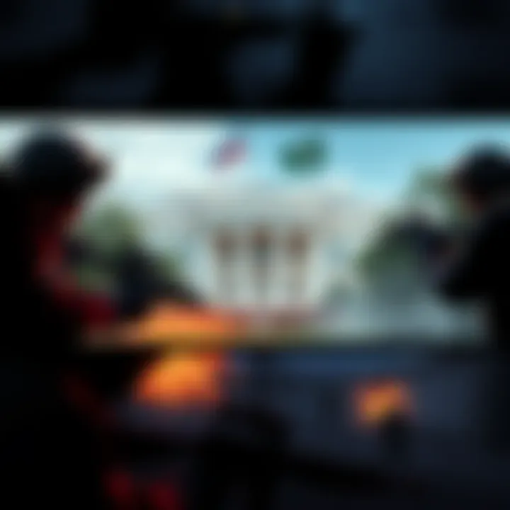 A graphic showing war scenes presented in a video game style, featuring military figures and digital graphics, highlighting the contrast between reality and gamified violence.