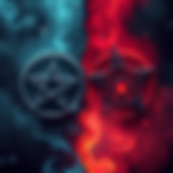 Wiccan and Occult Symbols Comparison Illustration showing a Wiccan symbol on one side and an occult symbol on the other, highlighting their differences.