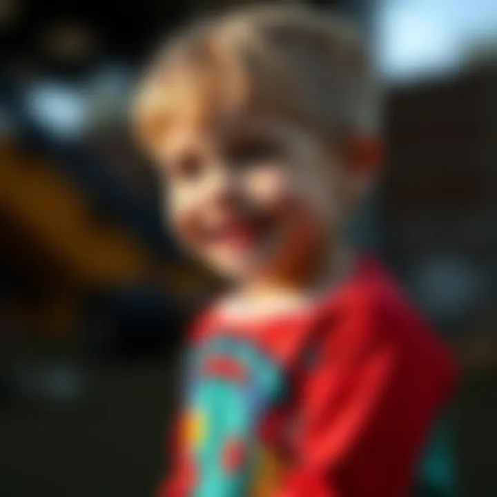 Three-year-old William Tyrrell playing before he disappeared, smiling and wearing a colorful outfit.