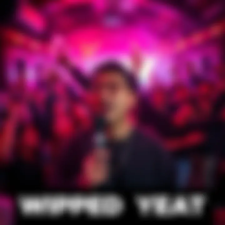 Wipped Yeat holding a microphone with excited fans in the background celebrating the new EP