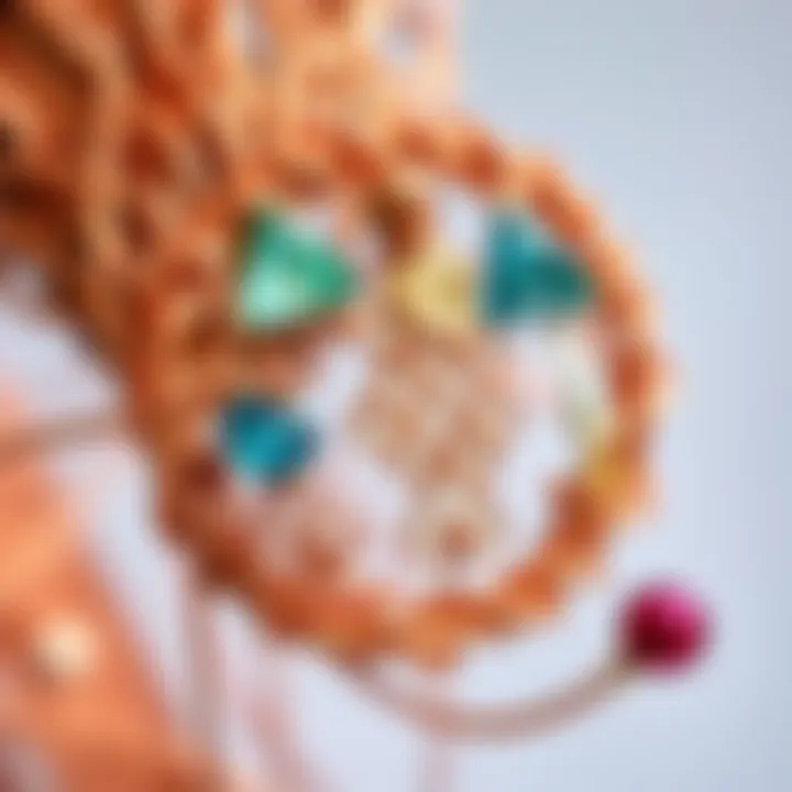 A close-up of a beautifully crafted wire wrapping art piece showcasing intricate designs and materials