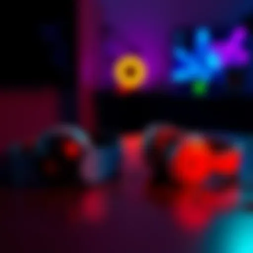 A side-by-side comparison of wired headphones and Bluetooth headphones on a table, showcasing both types clearly.