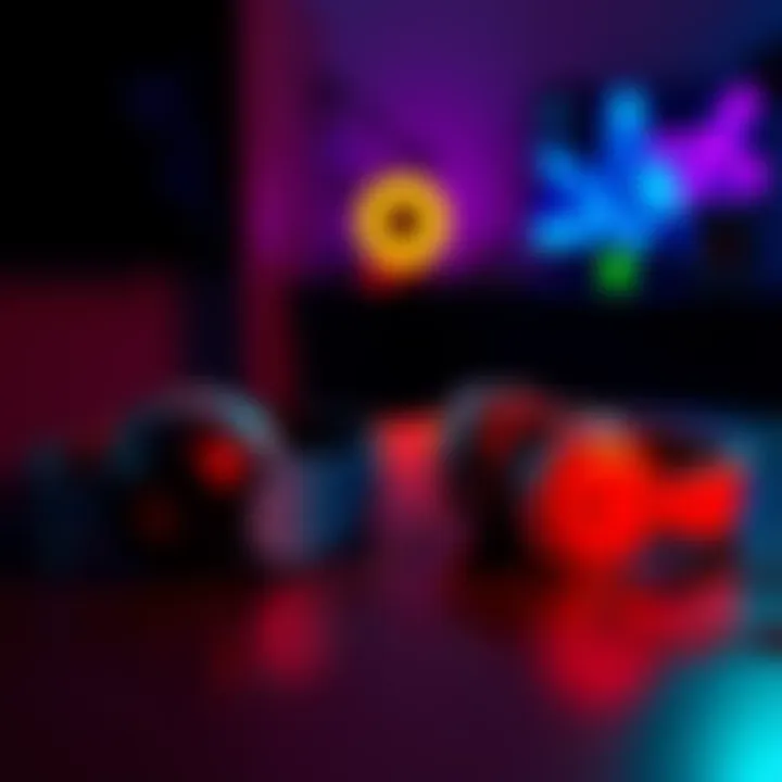 A side-by-side comparison of wired headphones and Bluetooth headphones on a table, showcasing both types clearly.