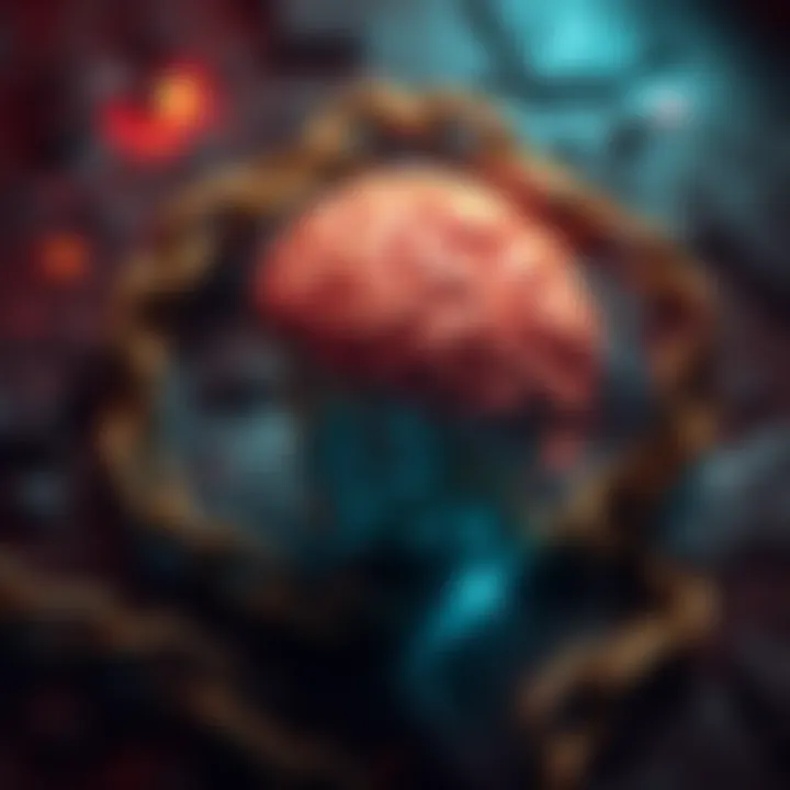 A brain surrounded by chains symbolizing the struggle between wisdom and addiction.