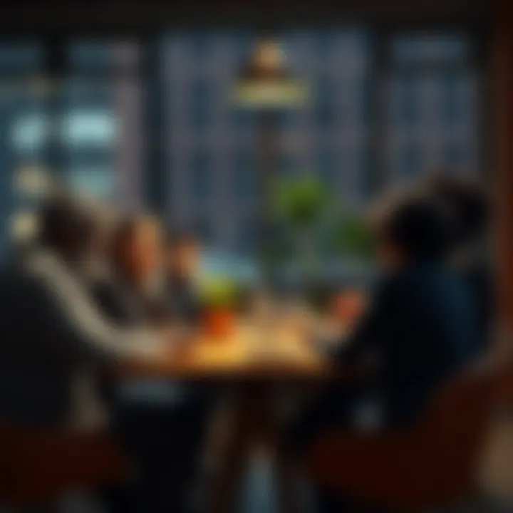 A diverse group of people discussing quotes and inspiration around a table