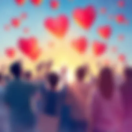 A vibrant illustration of people sharing wishes with balloons and sparkles in the background, representing hope and connection.