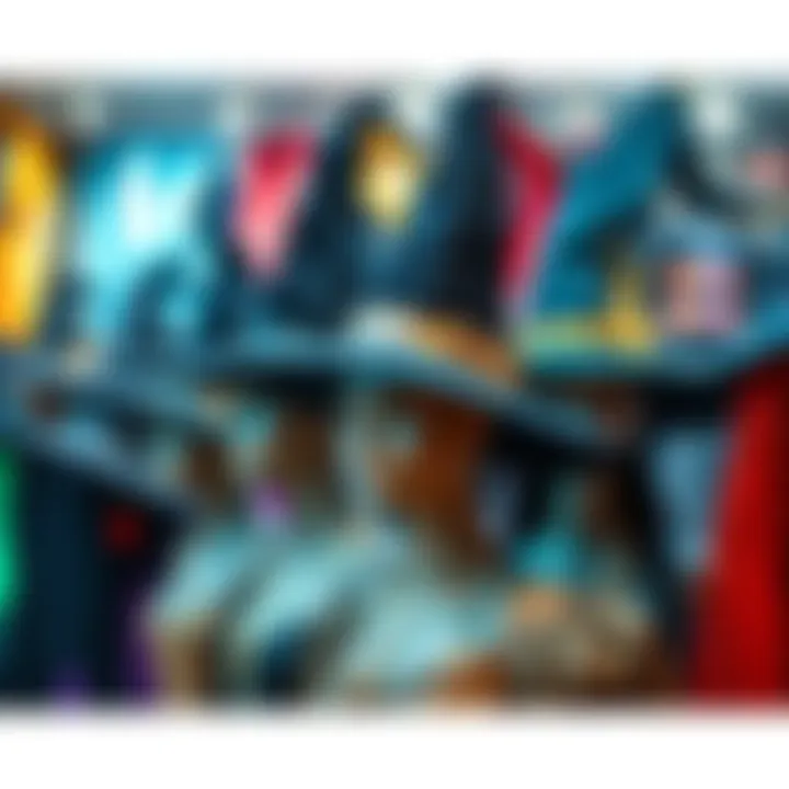 Witch hats and outfits display Various authentic witch hats and costumes displayed on mannequins in a shop