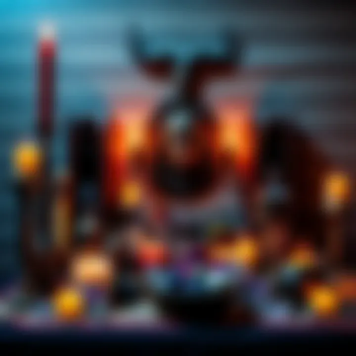 Witchcraft Alter A personal alter dedicated to Hecate adorned with candles, crystals, and artistic elements, symbolizing a journey in witchcraft.