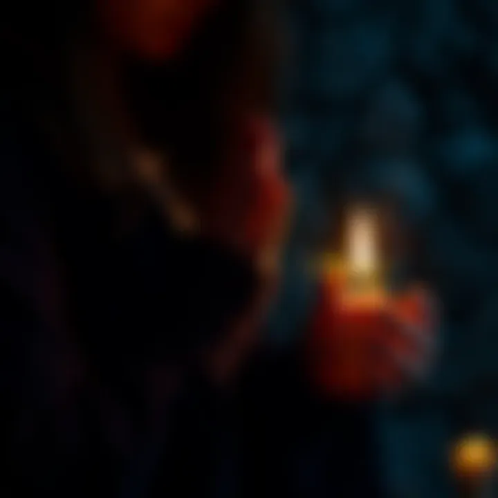 Witchcraft and Faith A person holding a candle and herbs while praying, symbolizing the blend of witchcraft and faith