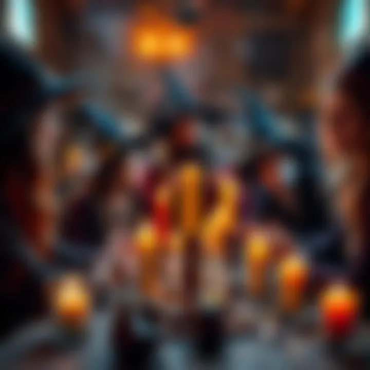 Practitioners of witchcraft engaged in a discussion about negative and positive energy with candles and crystals present