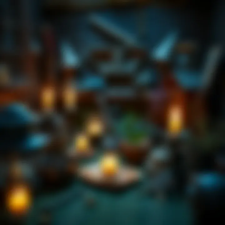 A cozy, candle-lit space showcasing witchcraft tools and herbs, symbolizing a secret practice in a family setting.