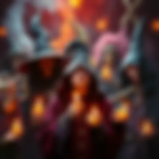 A collection of witchcraft-themed memes showing humorous takes on traditional practices, with mystical symbols and playful imagery.