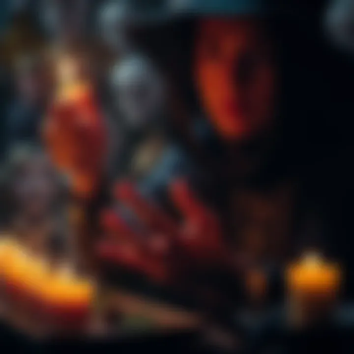 A person casting a spell with candles and herbs, showing modern witchcraft elements.