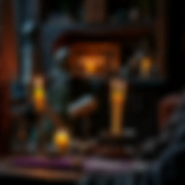 A beginner preparing a candle and herbs for spell casting in a cozy space