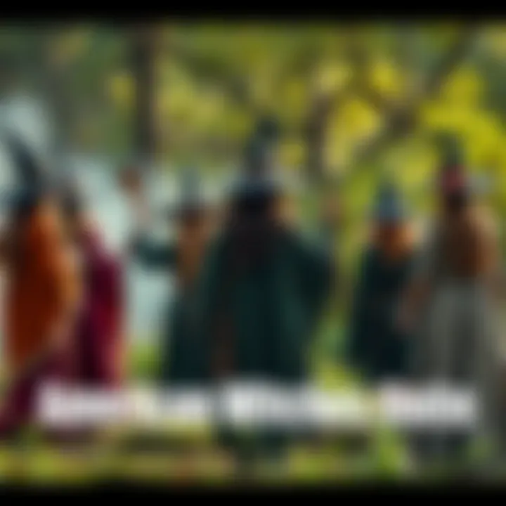 A group of American witches gather in a natural setting, holding hands and sharing eco-friendly practices to support the environment