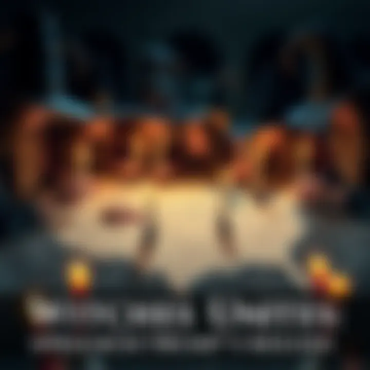 A group of witches casting spells with candles and crystals, focusing on a map of the United States.