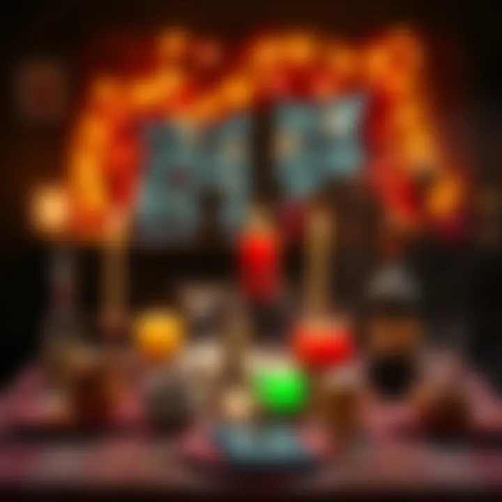 A table decorated with candles, crystals, and themed tea for a witchy birthday party