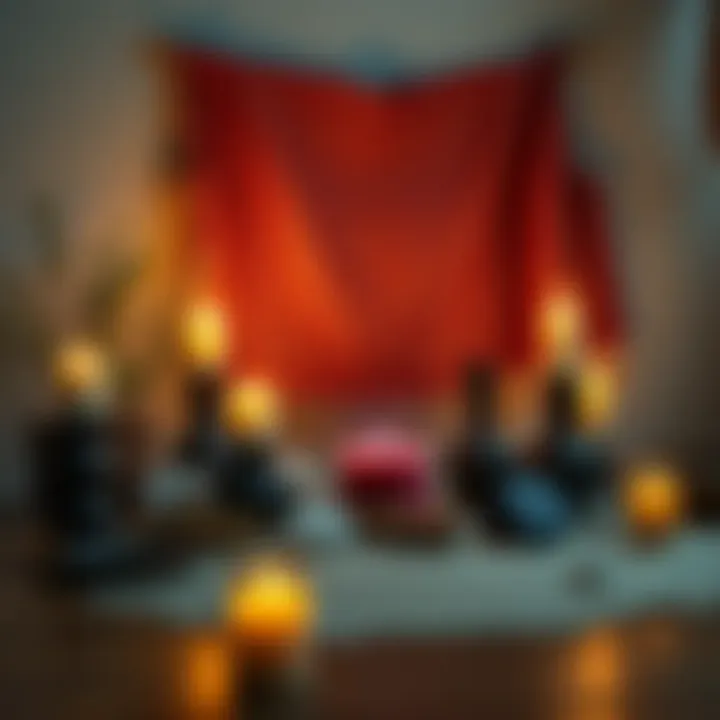 A serene scene showing a simple altar with candles, crystals, and herbs, representing quick witchy rituals for a busy lifestyle.