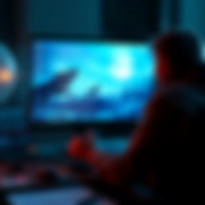 A person looking at a computer screen with scriptwriting notes and a Wolf Walkers theme in the background