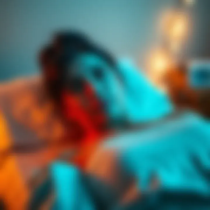 A woman lies on a treatment table, surrounded by acupuncture needles, looking thoughtful and anxious.