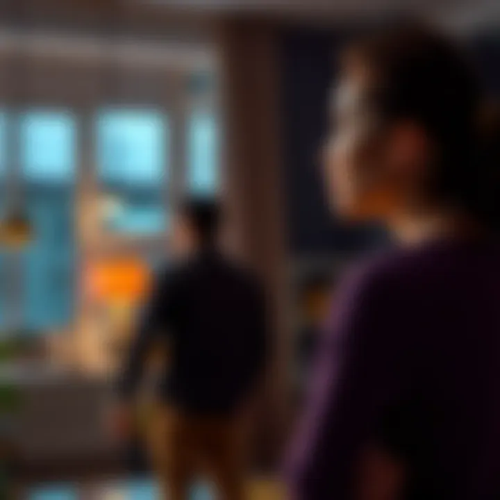 A woman gazes dreamily at a charming Taurus man across a room