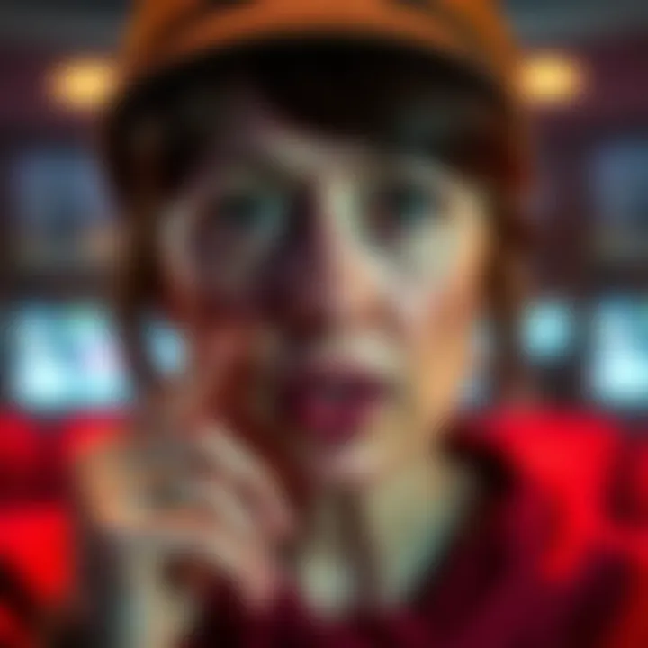 A 34-year-old woman showing a strange mark on her lip, looking concerned and thoughtful. She appears to be discussing her experiences with alien abduction.