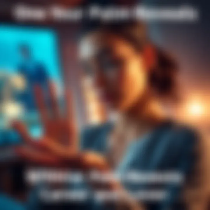 A young woman looking at her palm with interest, contemplating her future in career and love life.