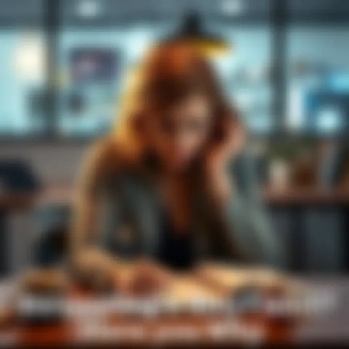 A woman sitting at a table, looking frustrated while writing in a journal about her love life