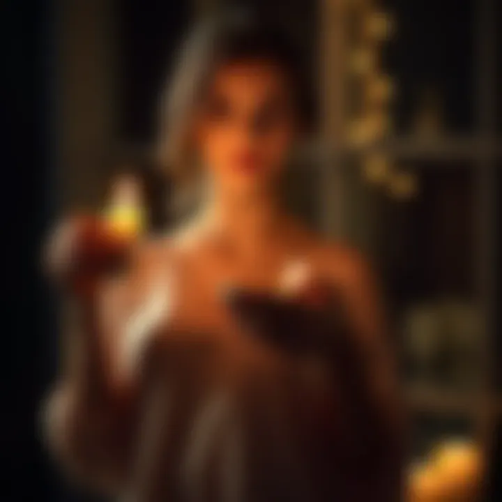 Woman holding a candle with a hopeful expression A woman stands with a lit candle, looking hopeful as she seeks a way to reconnect with her boyfriend after a breakup