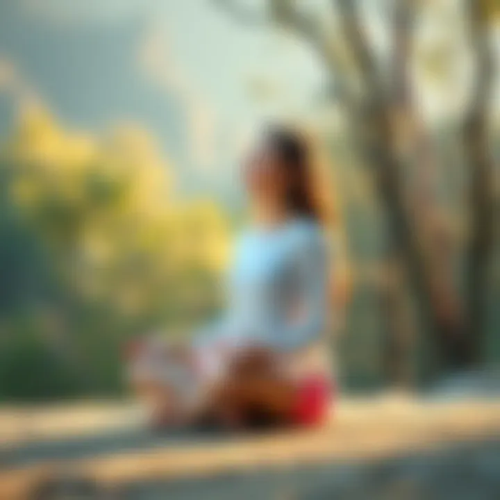 A woman sits cross-legged in a peaceful environment, eyes closed, practicing meditation to enhance self-trust and discernment.